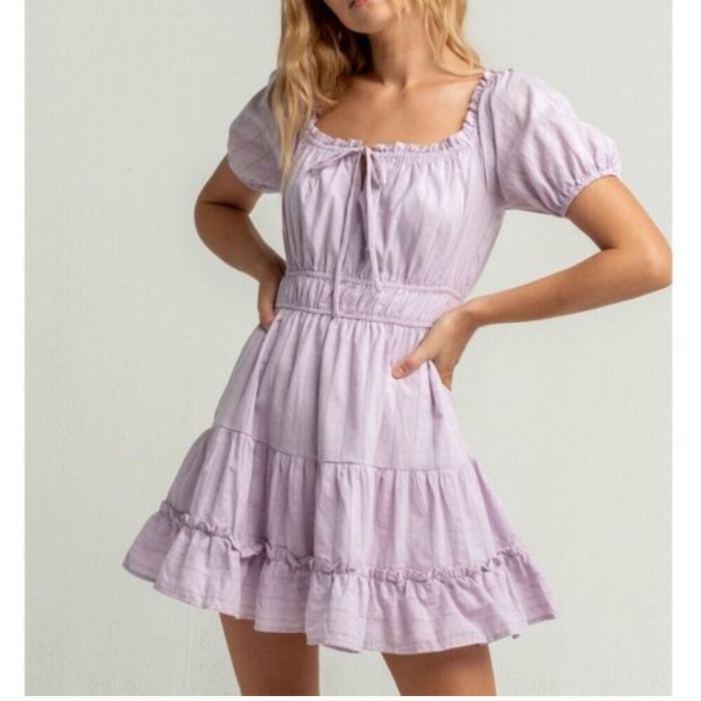 Lost + Wander Sz XS Lavender Puff-Sleeve Feminine Mini Dress